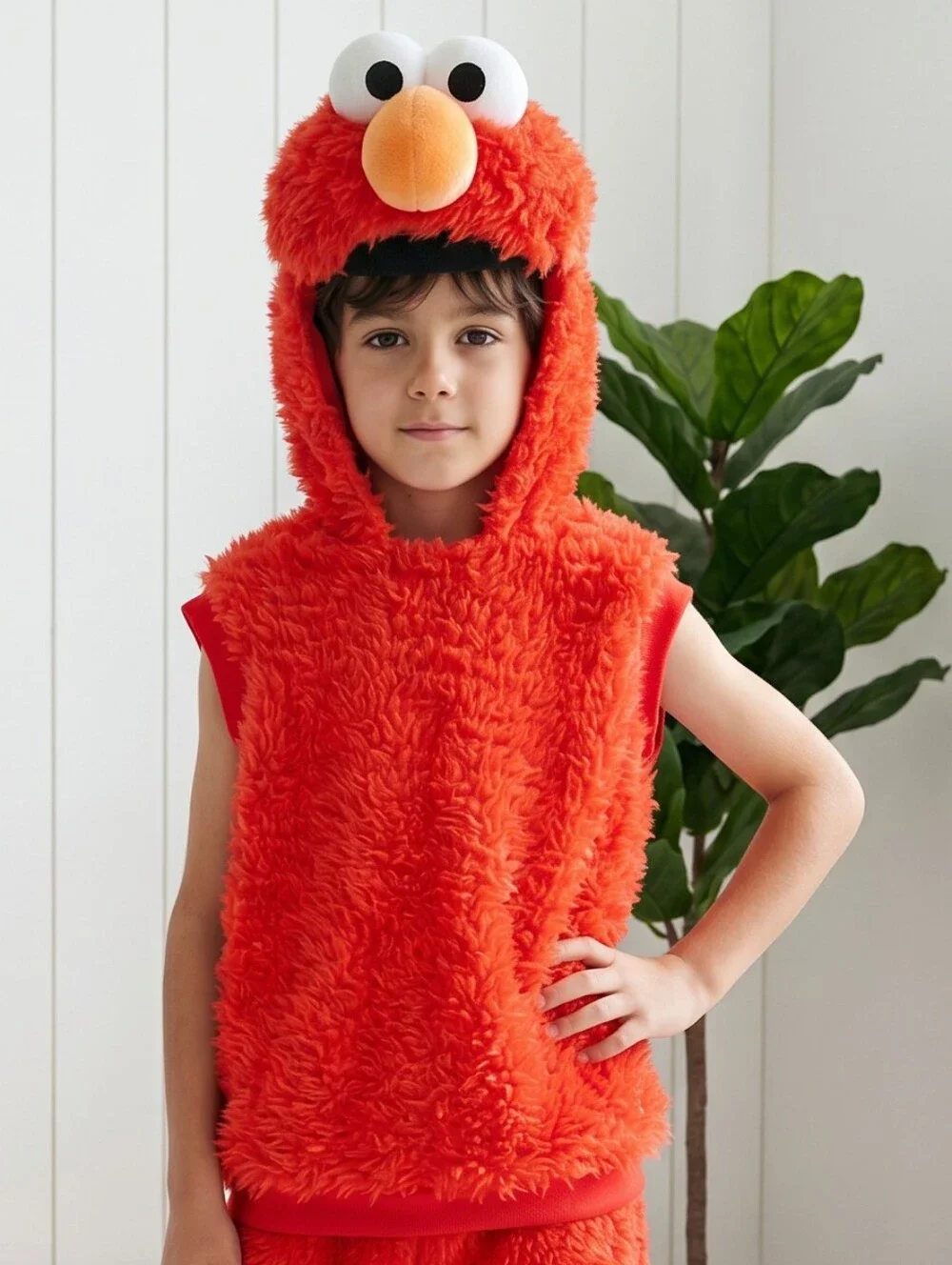 Elmo Costume Toddler 3T 4T Sesame Street Plush Hood Halloween Furry Red Vest